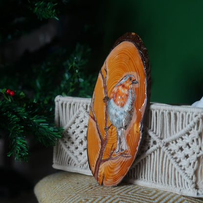 Hand Painted Wooden Christmas Bird Wall Decor