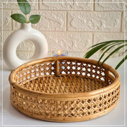 Designer Cane Tray with Cut Handle - Round