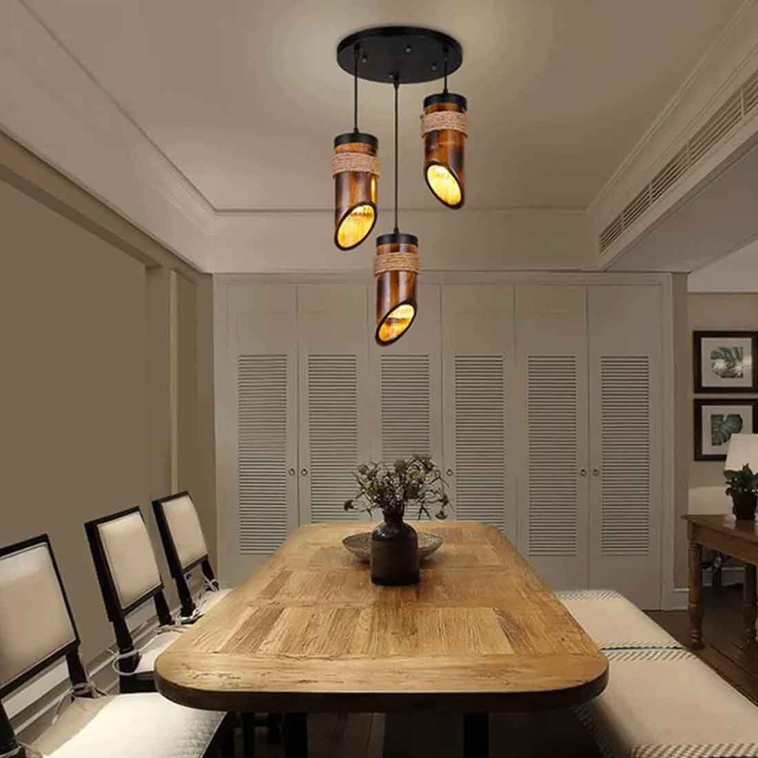 Bamboo Hanging Vertical Lampshade (With Electrical Accessories)