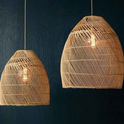 Cane Hanging Lampshade with Iron Frame