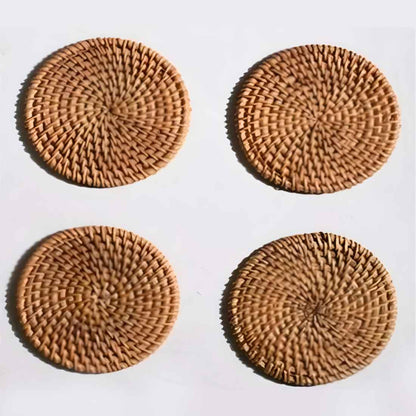 Aara Cane Coaster Set - Round (Set of 4)