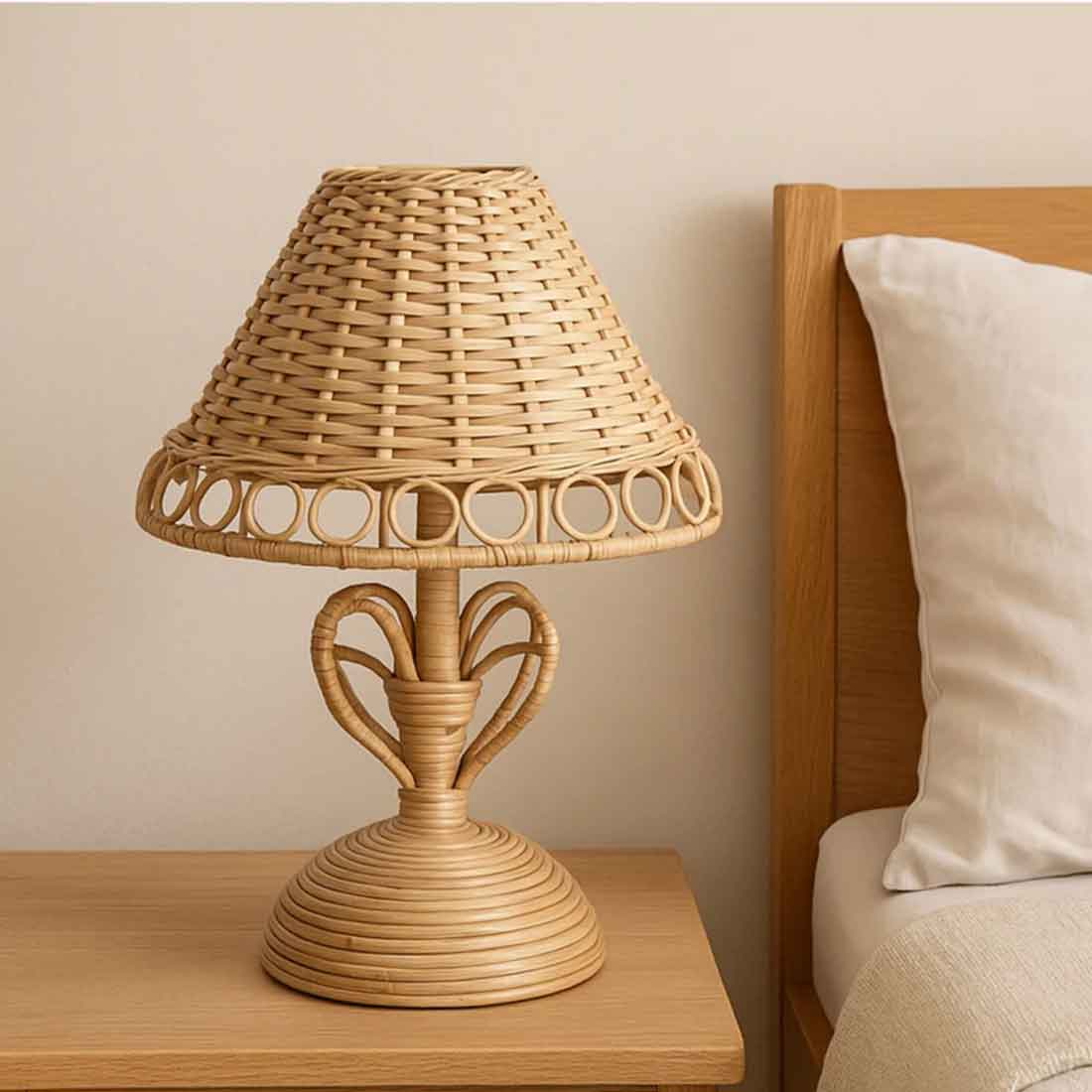 Cane Table Lamp with Holder and wire