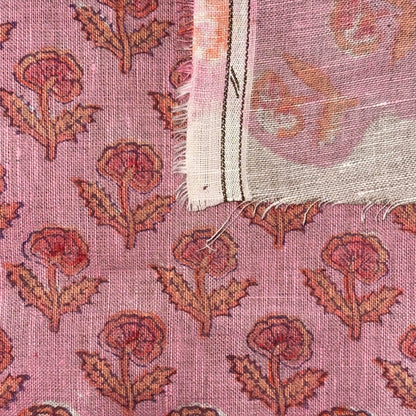 Mridul Linen 58" Block-Printed Buti Upholstery Fabric