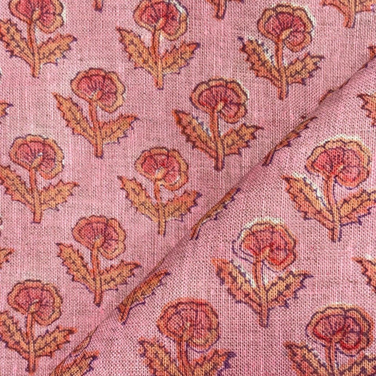 Mridul Linen 58" Block-Printed Buti Upholstery Fabric