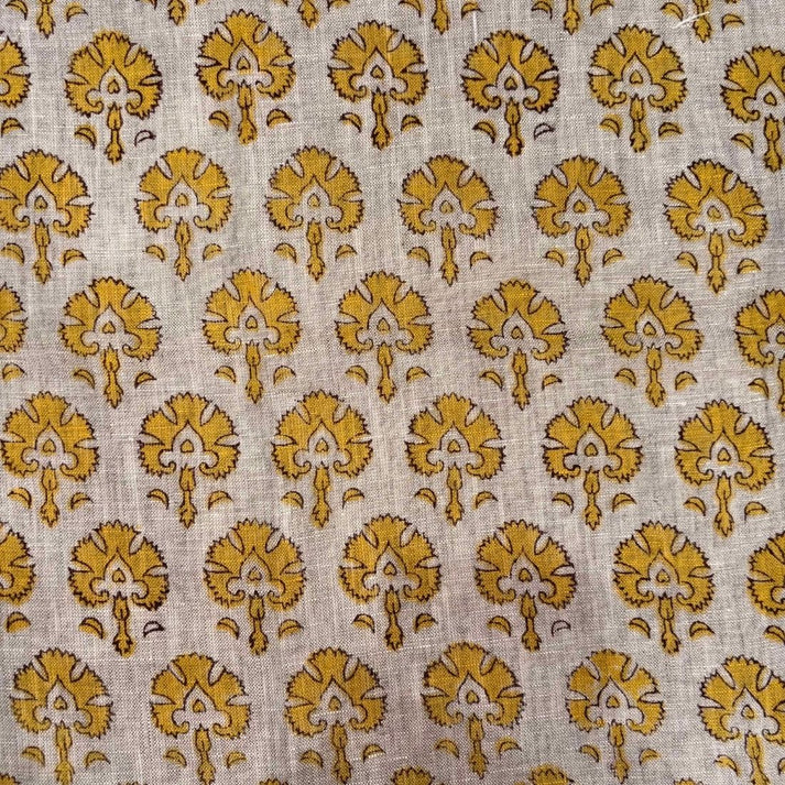 Amrit Linen 58" Block-Printed Buta Upholstery Fabric
