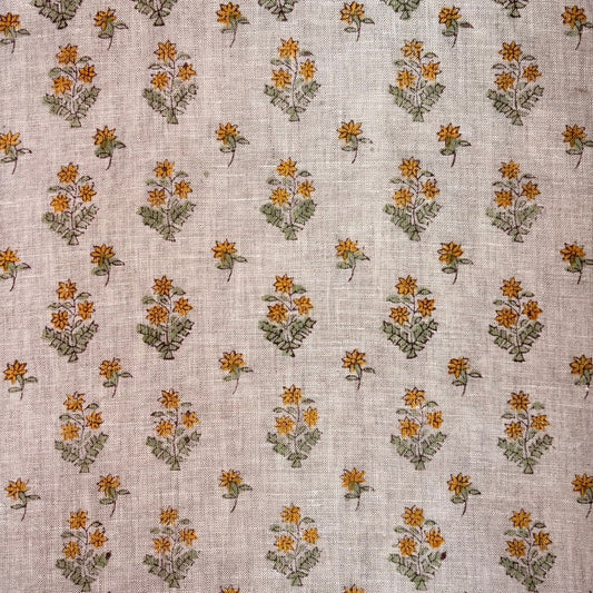 Aarvi Block Printed Linen Fabric | Upholstery & Home Décor Fabric