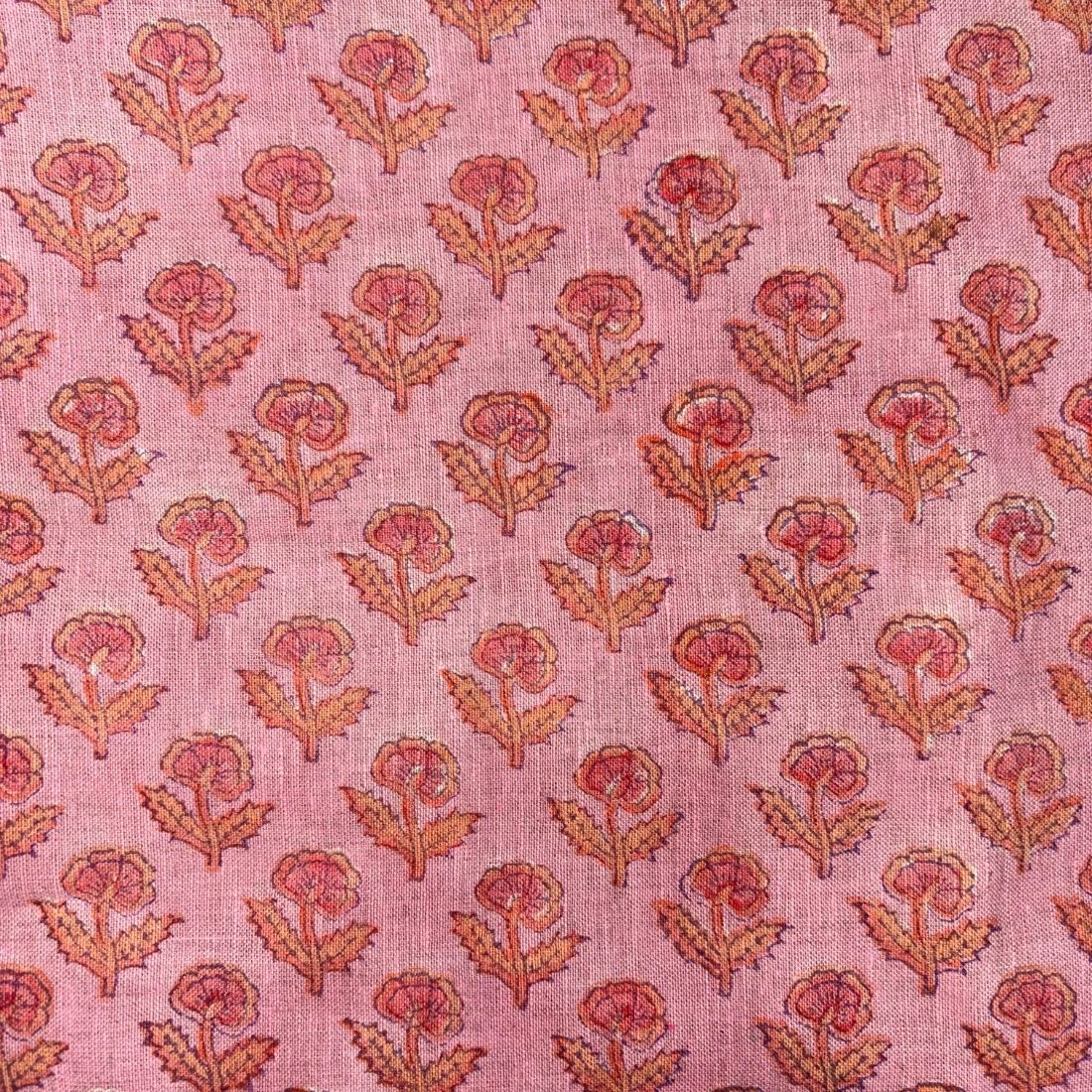 Mridul Linen 58" Block-Printed Buti Upholstery Fabric