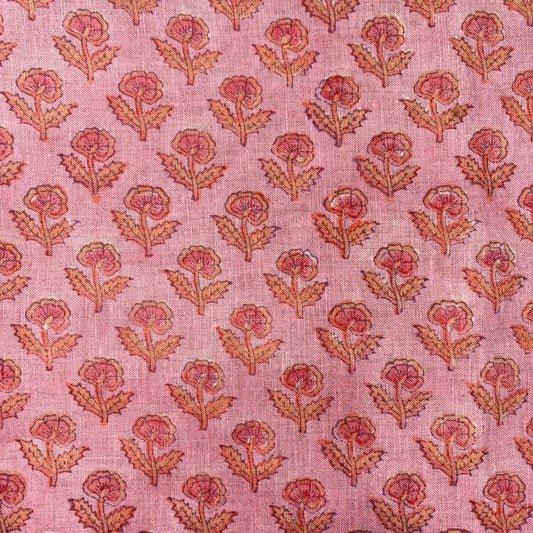 Mridul Linen 58" Block-Printed Buti Upholstery Fabric