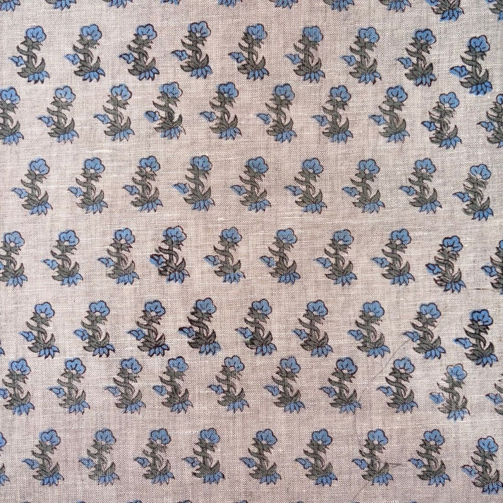 Naira Linen 58" Block-Printed Buti Upholstery Fabric