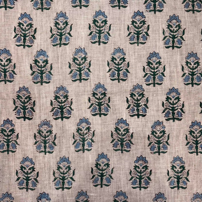 Raga Linen 58" Block-Printed Buta Upholstery Fabric