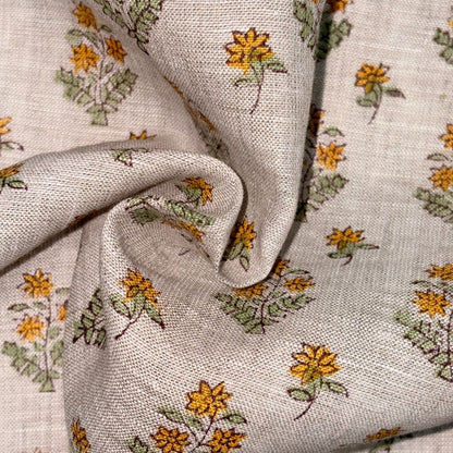Aarvi Block Printed Linen Fabric | Upholstery & Home Décor Fabric