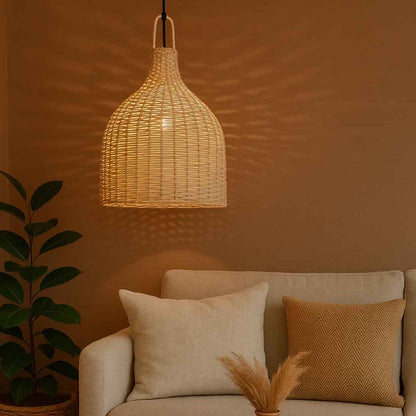 Cane Bottle Lampshade with Iron Frame