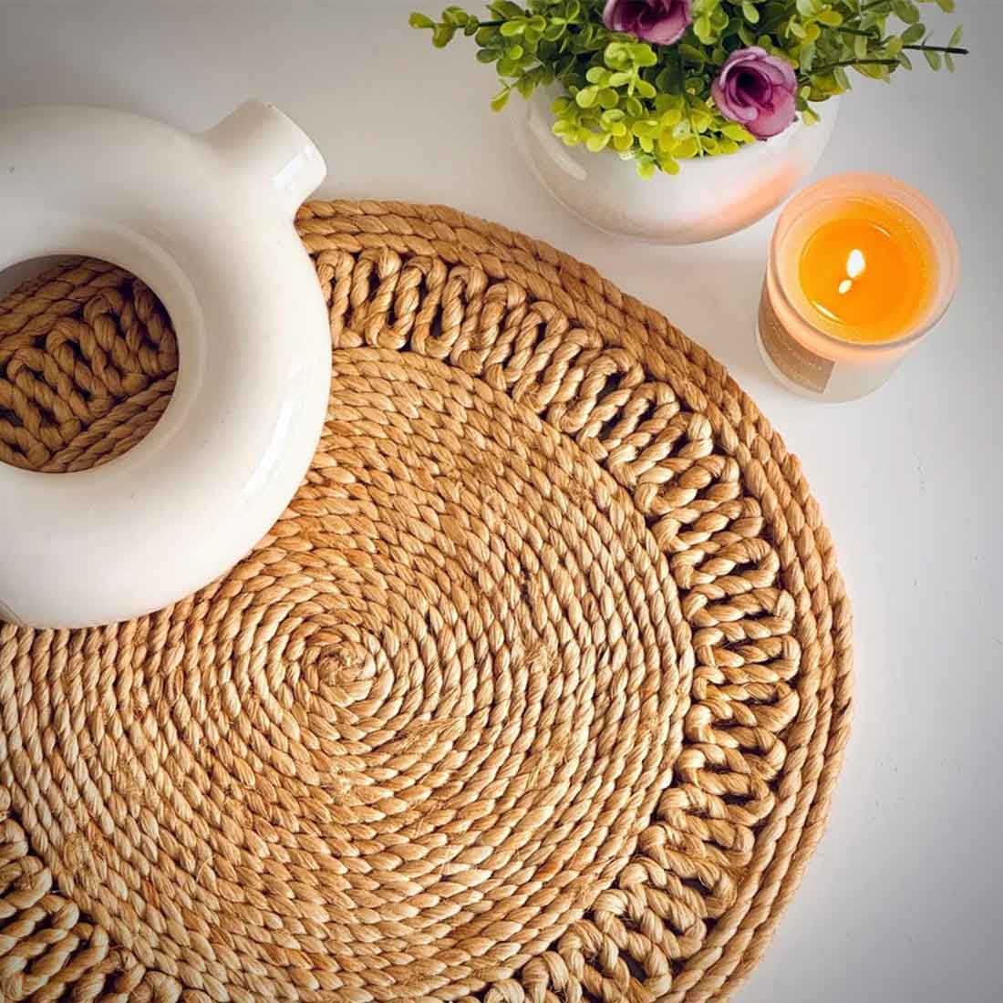 Rustic Round Jute Coasters - 6" Handwoven Table Elegance