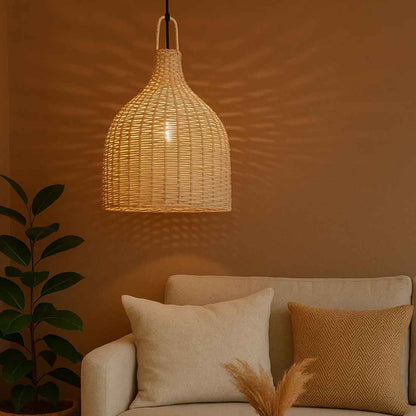 Cane Bottle Lampshade with Iron Frame