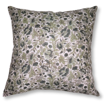 Floral patterned pillow on a white background