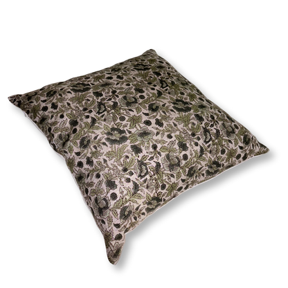 Decorative pillow with floral pattern on a white background