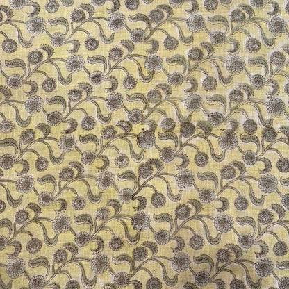 Patterned fabric with floral design on a grey background