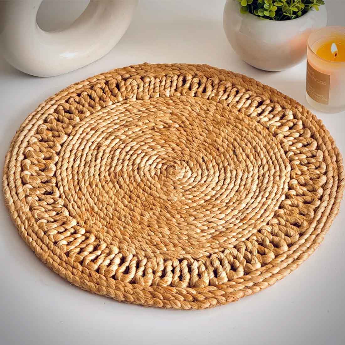 Rustic Round Jute Coasters - 6" Handwoven Table Elegance
