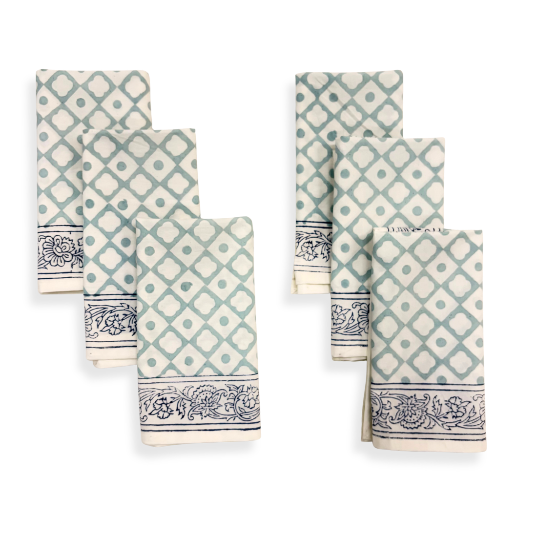 Set of patterned napkins on a white background