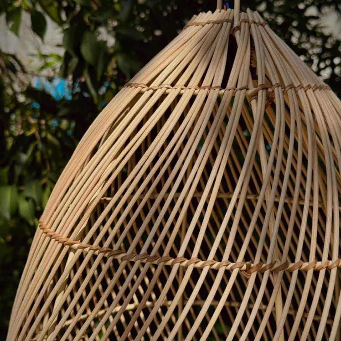 Cane Hanging Lampshade with Iron Frame