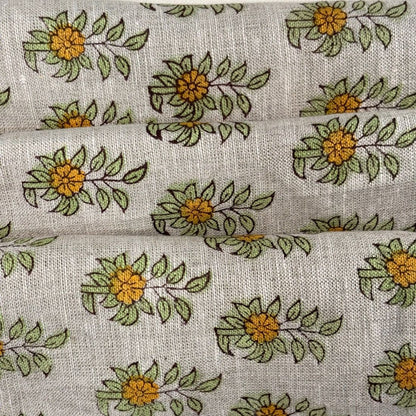 Sahni Block Printed Linen Fabric | Upholstery & Home Décor Fabric