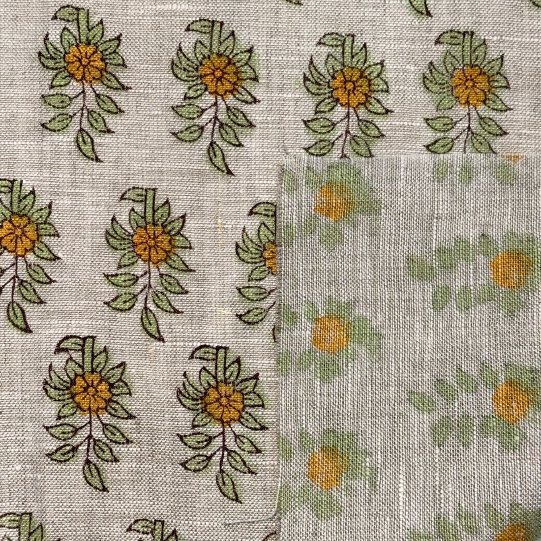Sahni Block Printed Linen Fabric | Upholstery & Home Décor Fabric