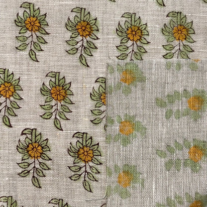 Sahni Block Printed Linen Fabric | Upholstery & Home Décor Fabric