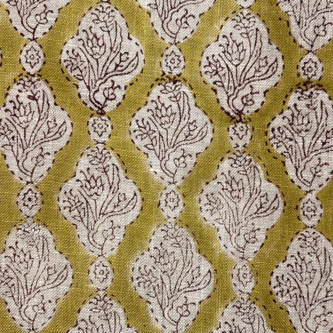 Raani Block Printed Linen Fabric | Upholstery & Home Décor Fabric