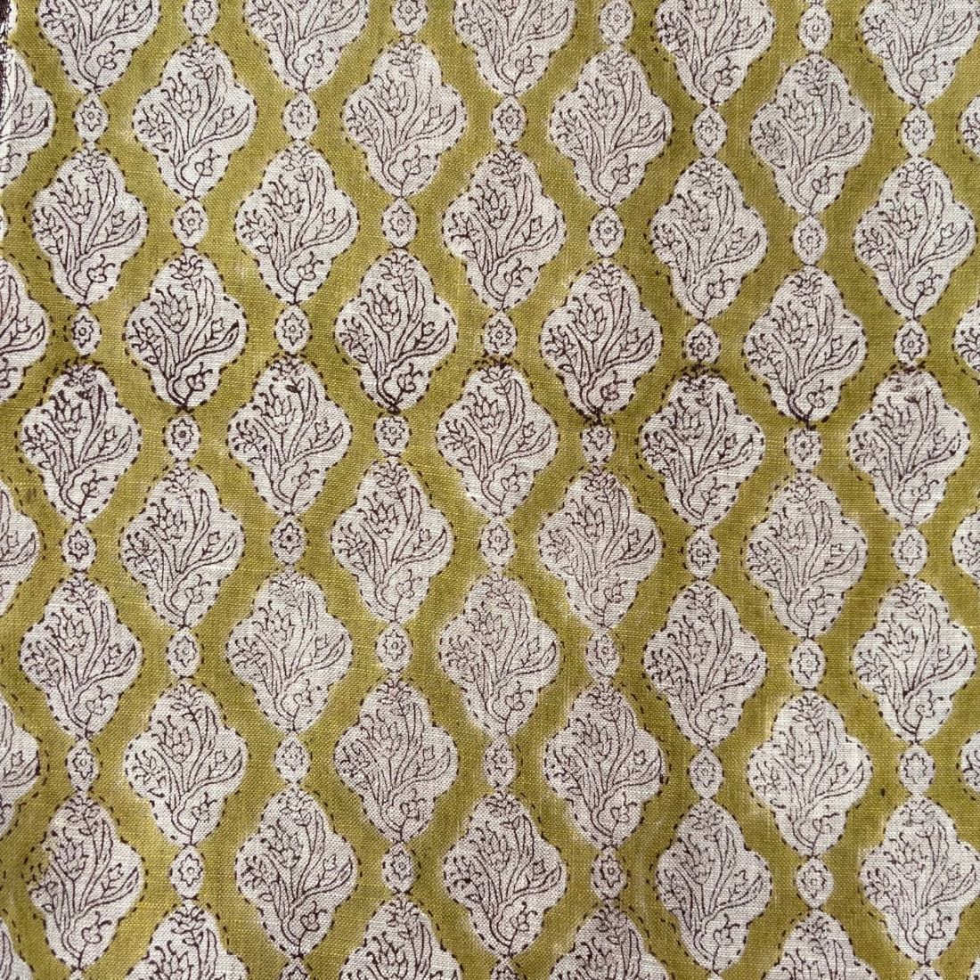 Raani Block Printed Linen Fabric | Upholstery & Home Décor Fabric