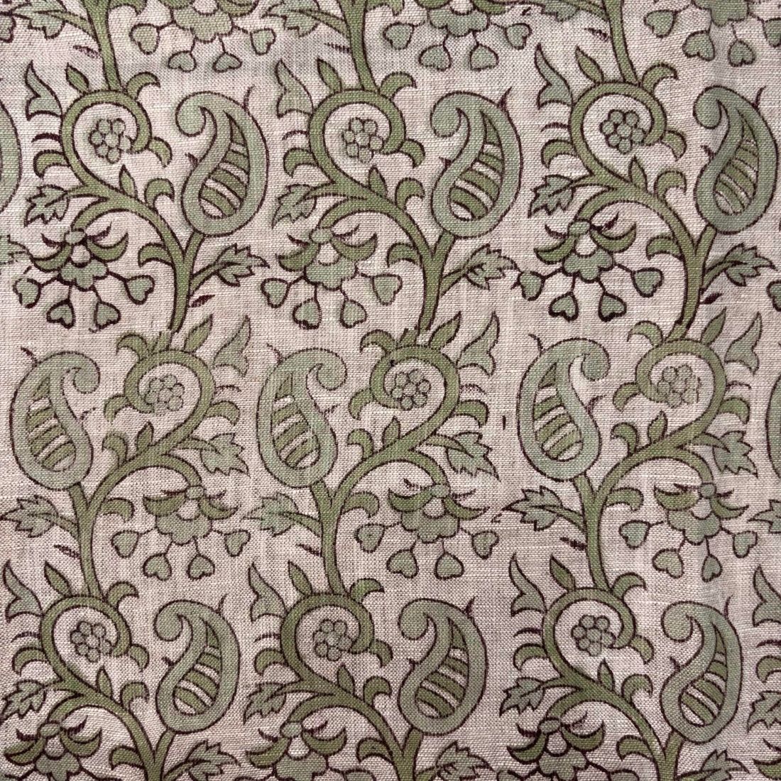 Rangmanch Linen 58" Block-Printed Jaal Upholstery Fabric