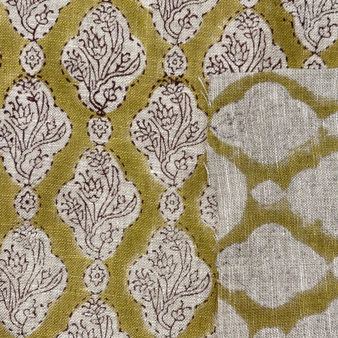 Raani Block Printed Linen Fabric | Upholstery & Home Décor Fabric