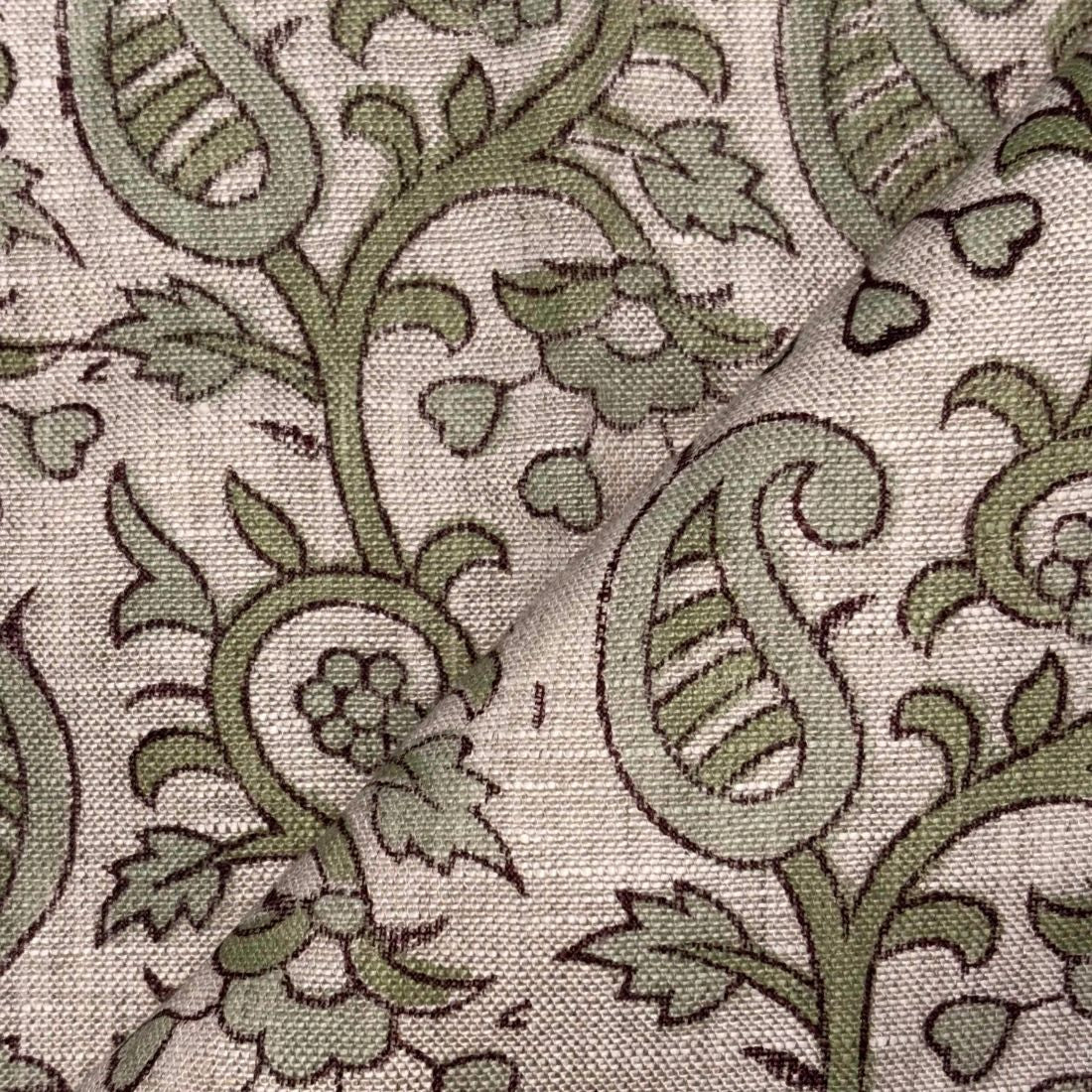 Rangmanch Linen 58" Block-Printed Jaal Upholstery Fabric