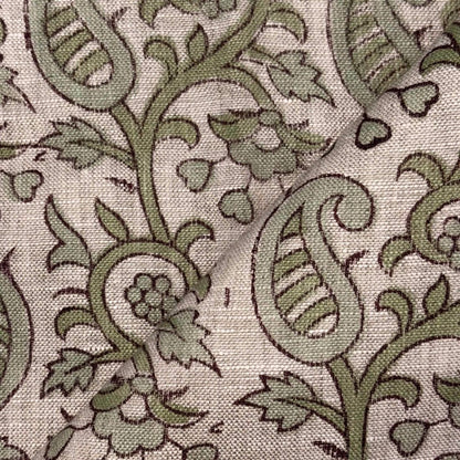 Rangmanch Linen 58" Block-Printed Jaal Upholstery Fabric