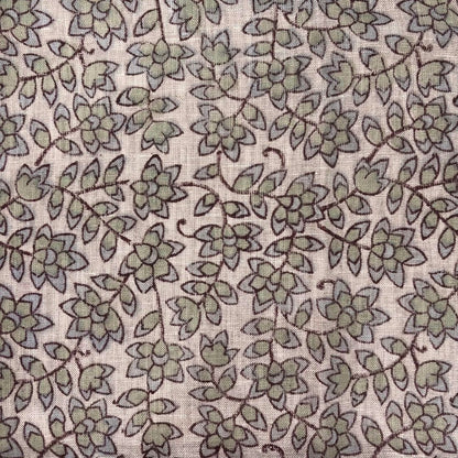 Phoolwari Linen 58" Block-Printed Jaal Upholstery Fabric