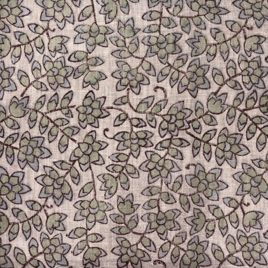 Phoolwari Linen 58" Block-Printed Jaal Upholstery Fabric