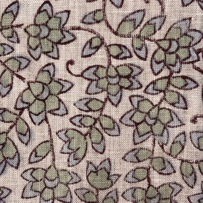 Phoolwari Linen 58" Block-Printed Jaal Upholstery Fabric