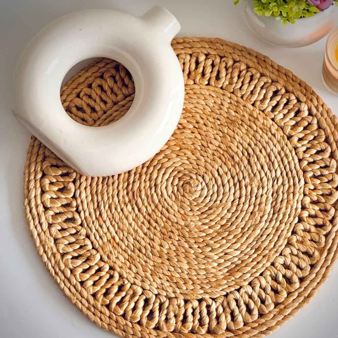 Rustic Round Jute Coasters - 6" Handwoven Table Elegance