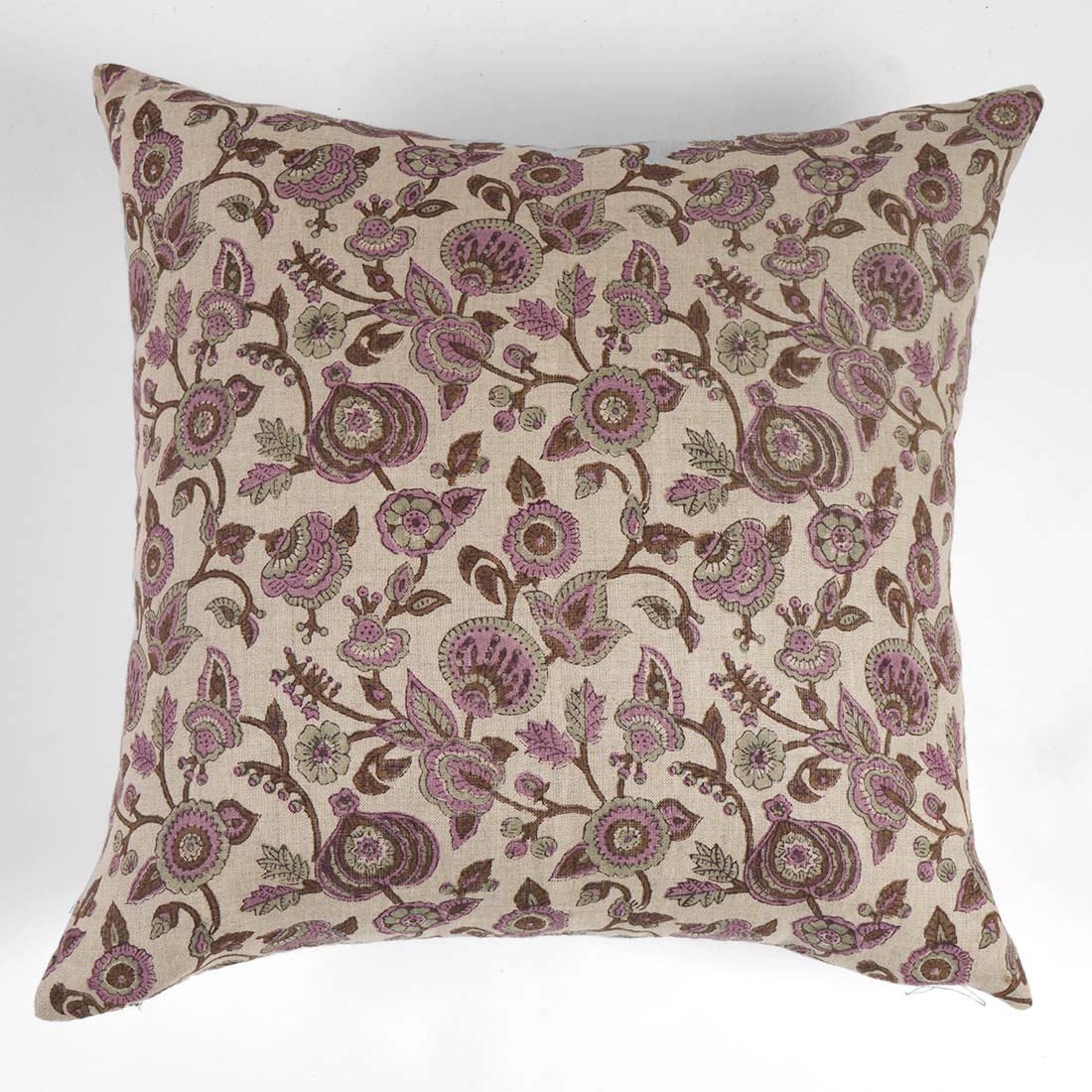 Decorative pillow with floral pattern on a white background