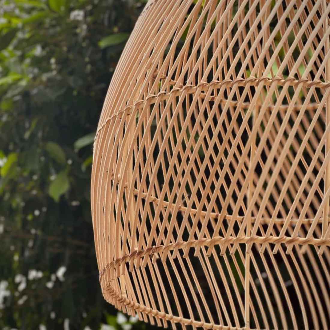 Cane Hanging Lampshade with Iron Frame