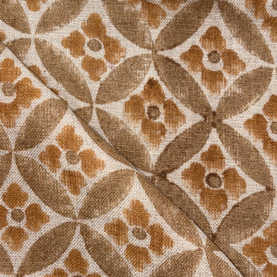 Close-up of a brown floral patterned fabric