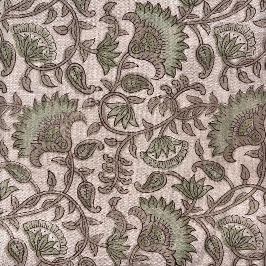 Alka Block Print Linen Fabric