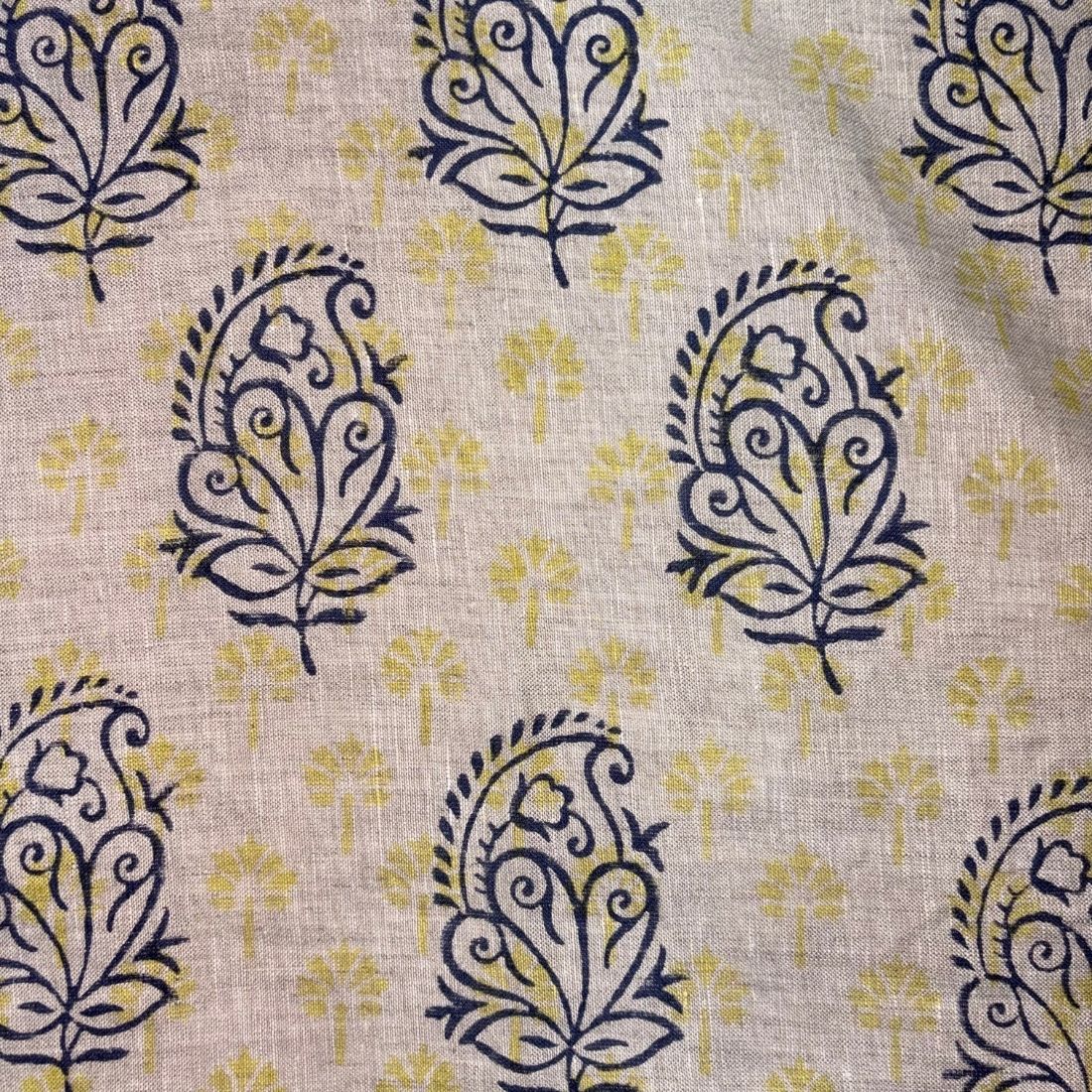 Zehra Block Printed Linen Fabric | Upholstery & Home Décor Fabric