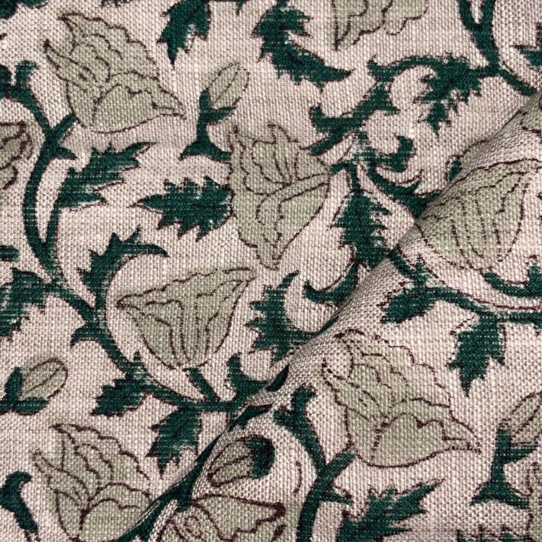 Suryoday Linen 58" Block-Printed Jaal Upholstery Fabric