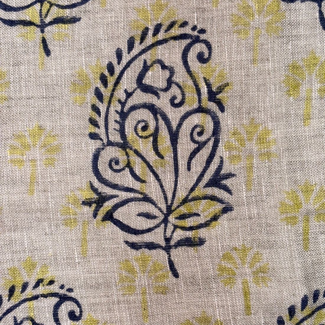 Zehra Block Printed Linen Fabric | Upholstery & Home Décor Fabric