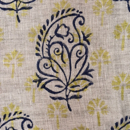 Zehra Block Printed Linen Fabric | Upholstery & Home Décor Fabric