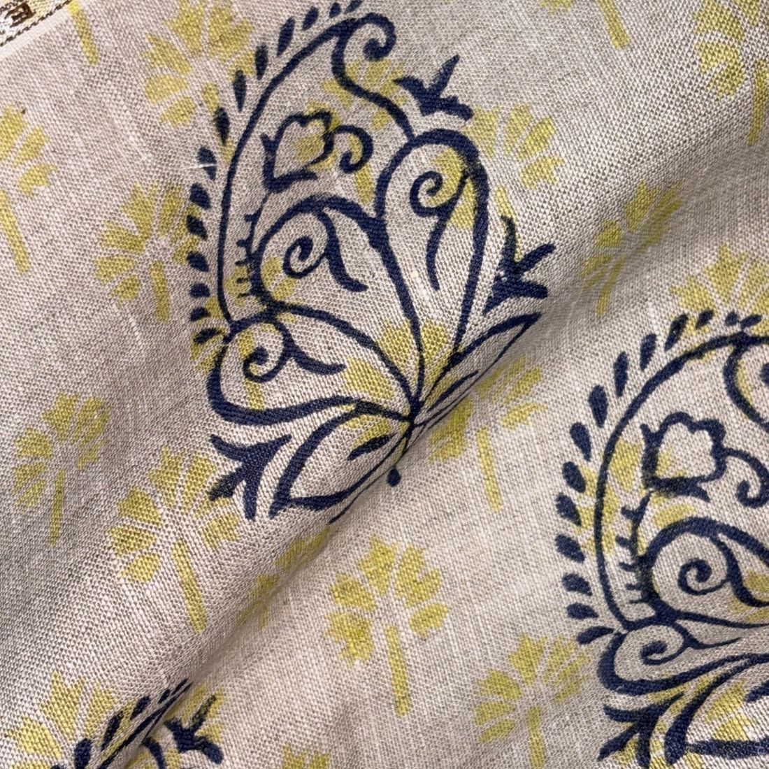 Zehra Block Printed Linen Fabric | Upholstery & Home Décor Fabric