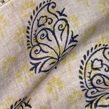 Zehra Block Printed Linen Fabric | Upholstery & Home Décor Fabric