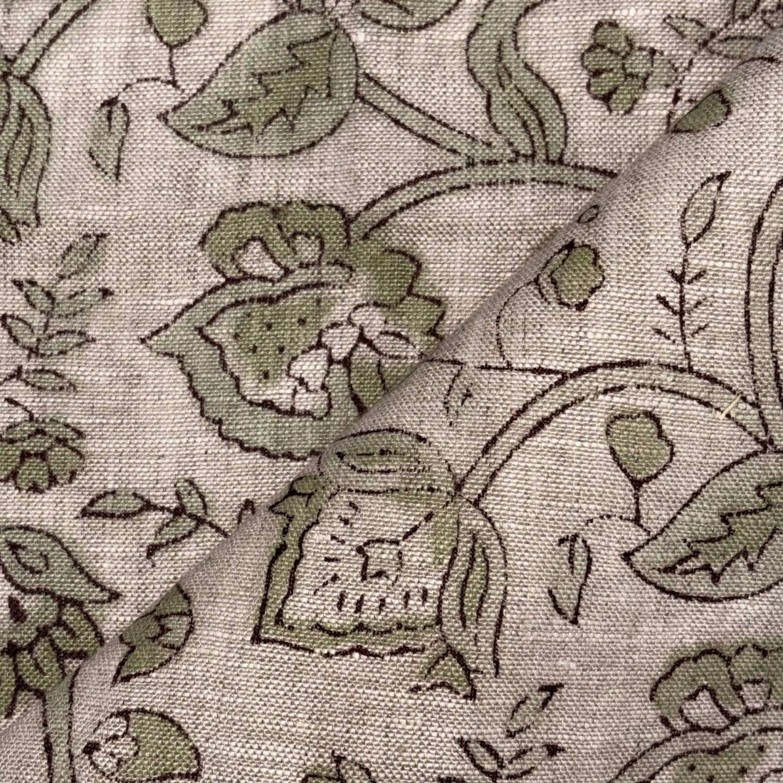 Pavitra Block Print Linen Fabric