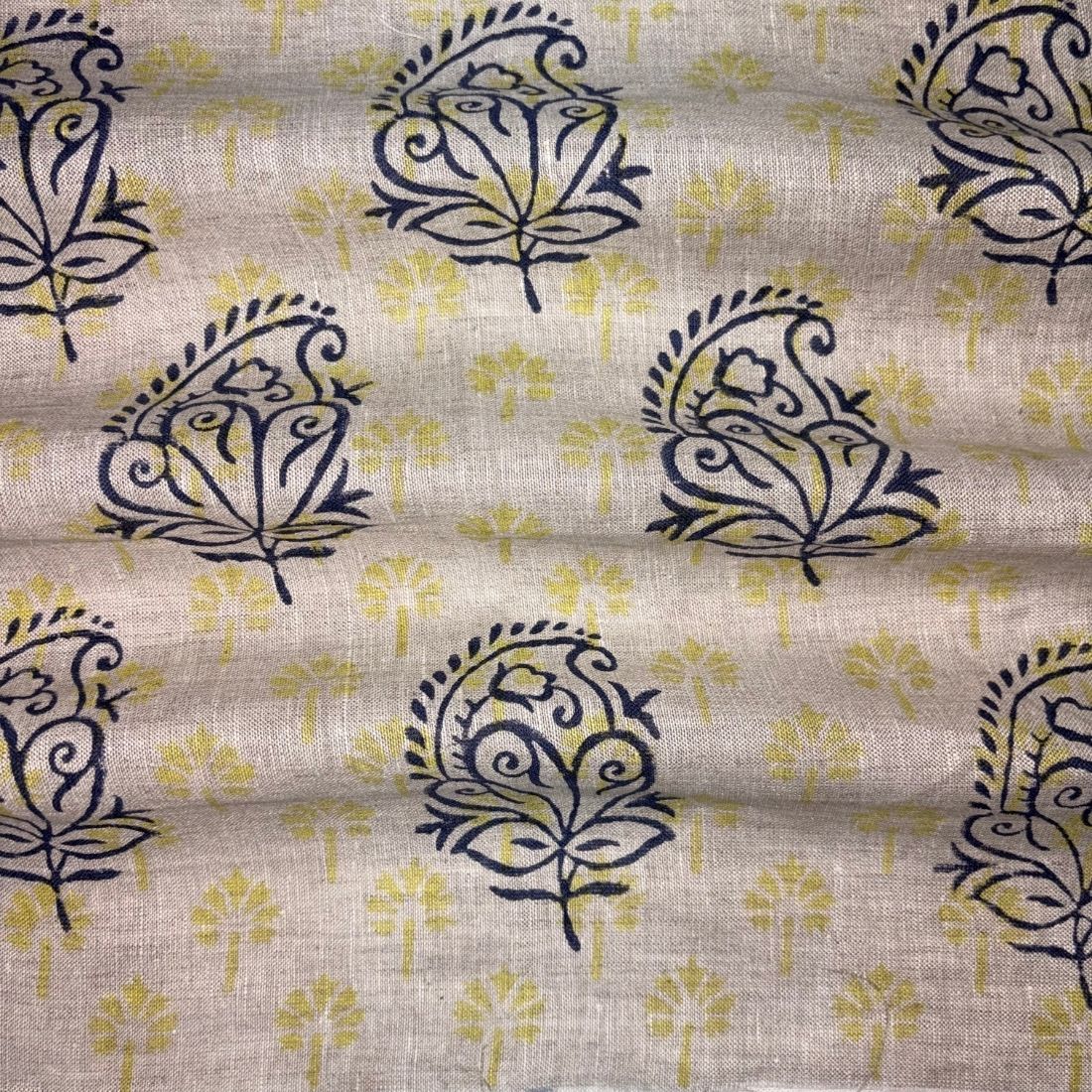 Zehra Block Printed Linen Fabric | Upholstery & Home Décor Fabric