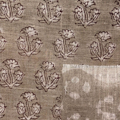 Sugandh Linen 58" Block-Printed Buti Upholstery Fabric